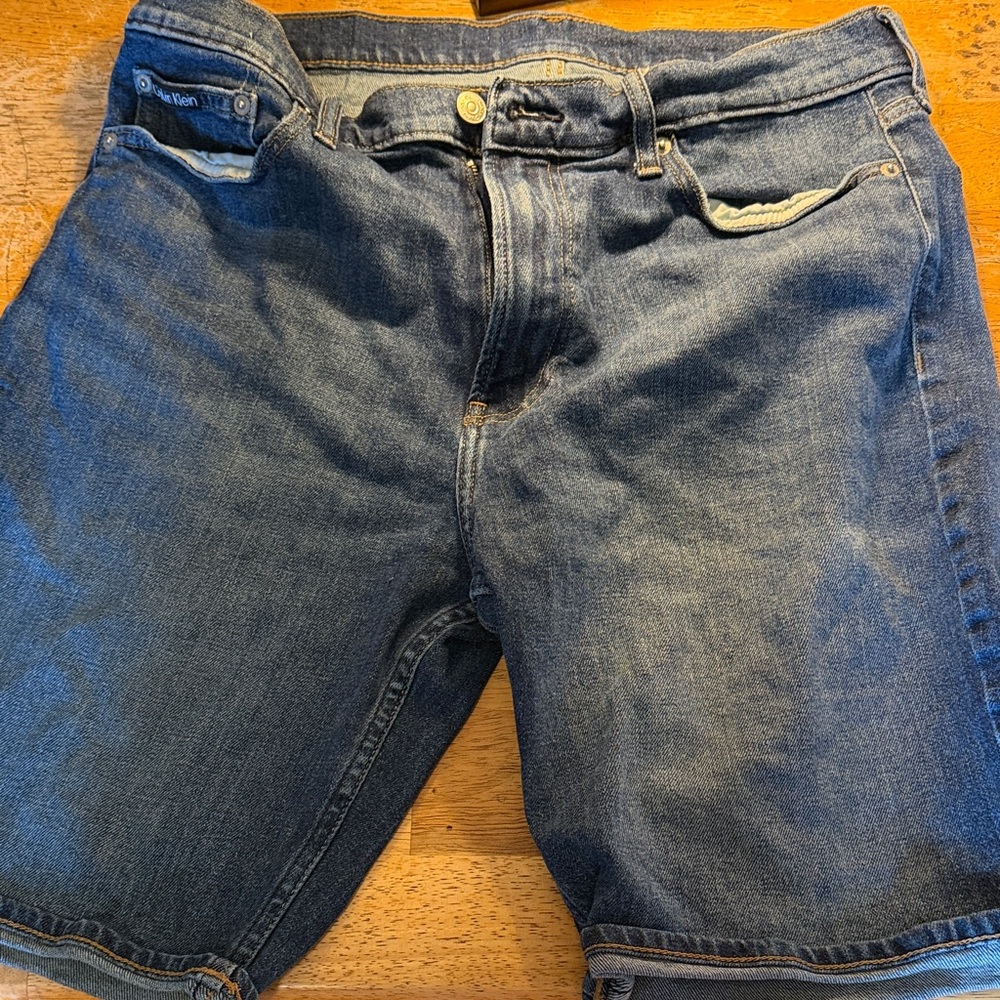 Calvin Klein Men's Dark Blue Denim Jean Shorts